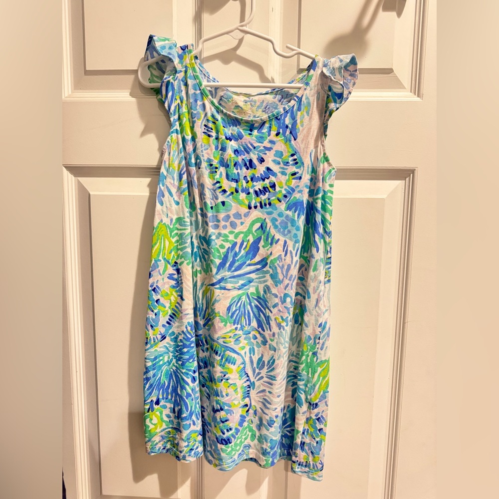 Lilly Pulitzer Girls' Blue, Green & White Floral Shift Dress